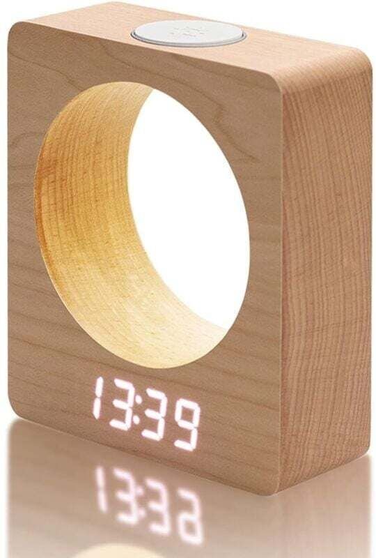 Lautloser digitaler Wecker aus Holz mit Licht, 3 batteriebetriebene digitale Nachttischwecker, vierstufig dimmbarer LED-...