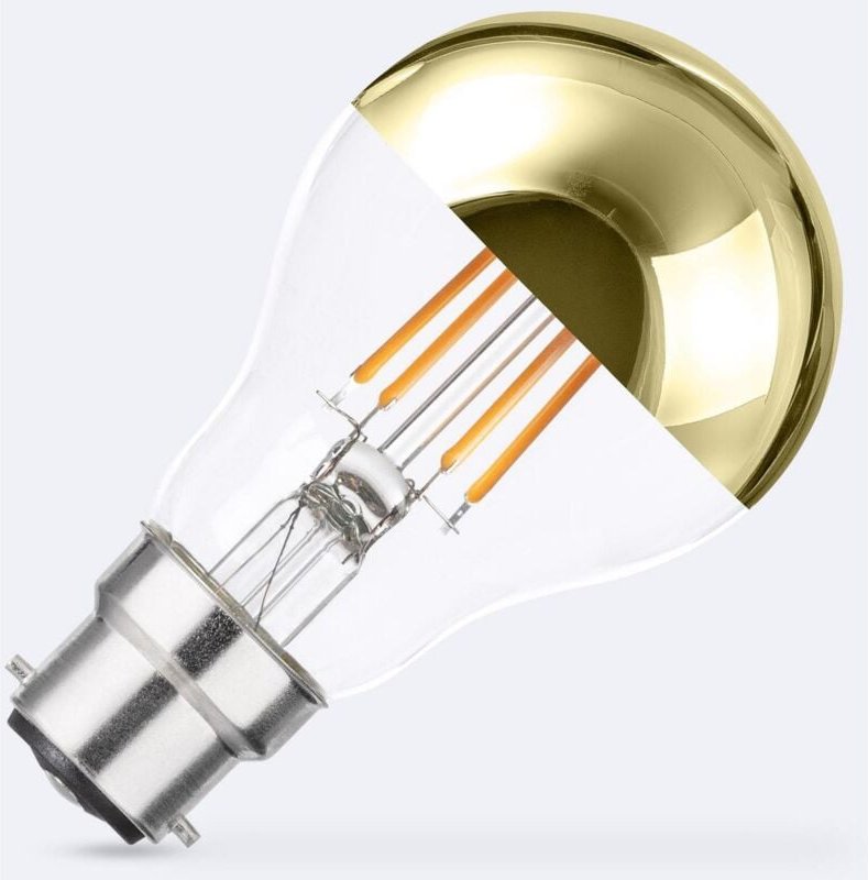 Efectoled - LED-Glühbirne Filament B22 6W 600 lm A60 Dimmbar Gold Reflect No Flicker 2200K Superwarm