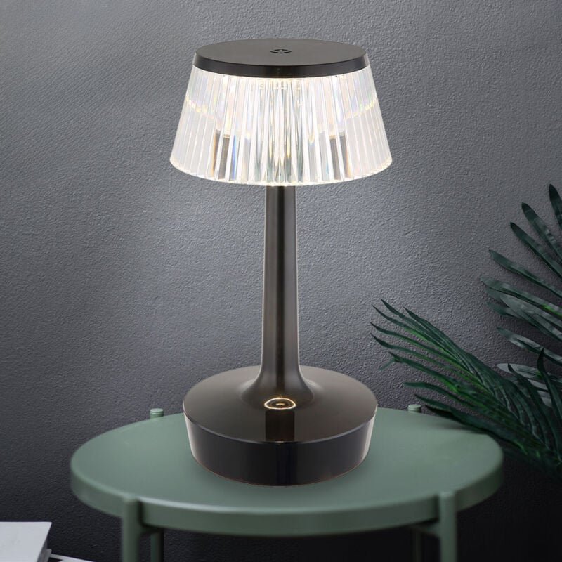 Tischlampe Nachttischlampe LED Schlafzimmerlampe Dimmbar Kristall-Effekt Schwarz