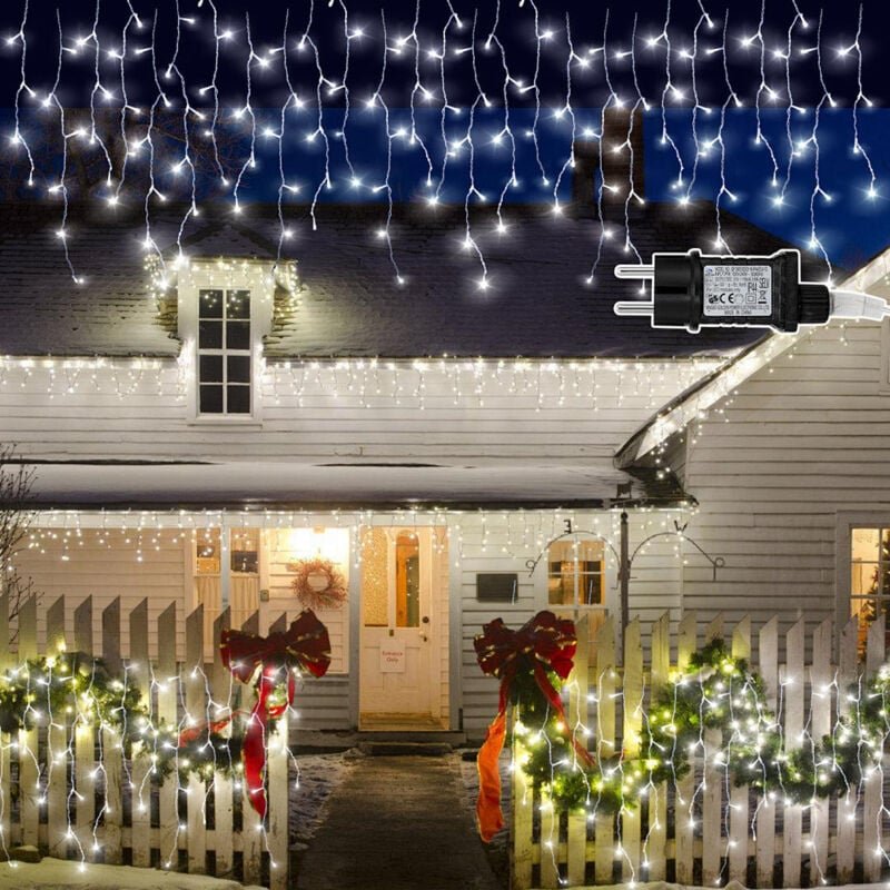 Wolketon LED-Lichterkette Eisregen LED-Lichtervorhang für Außen Innen Lichterkettenvorhang mit 8 Modi IP44 Wasserfest We...