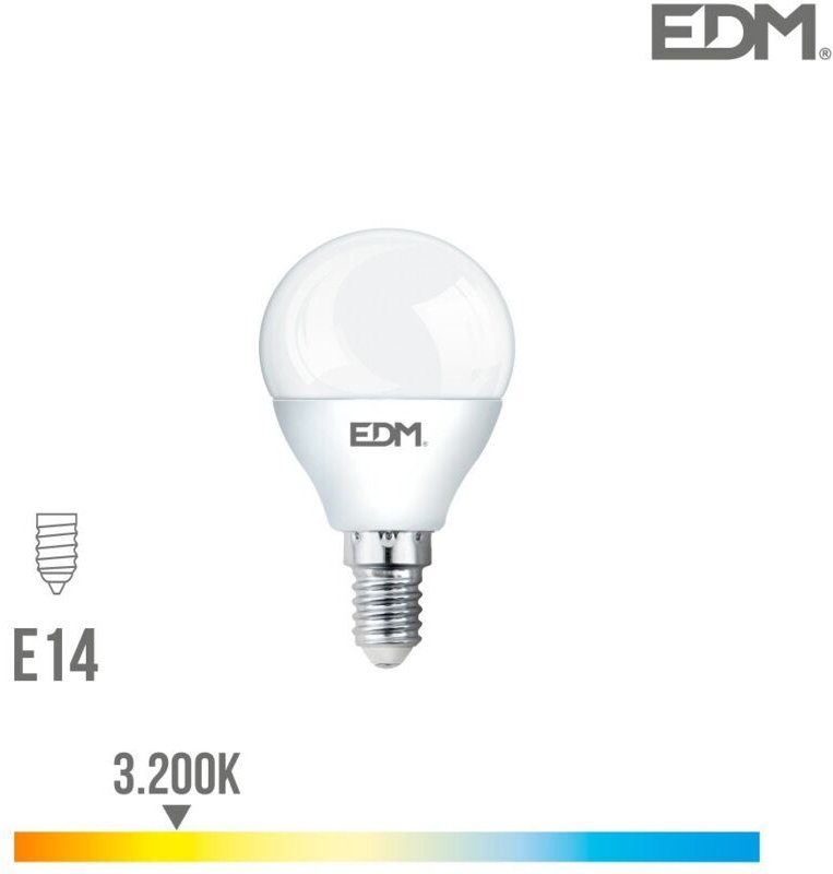 EDM - Sphärische LED-Glühbirne E14 7W 600lm 3200K warmes Licht Ø4,5x8,2cm