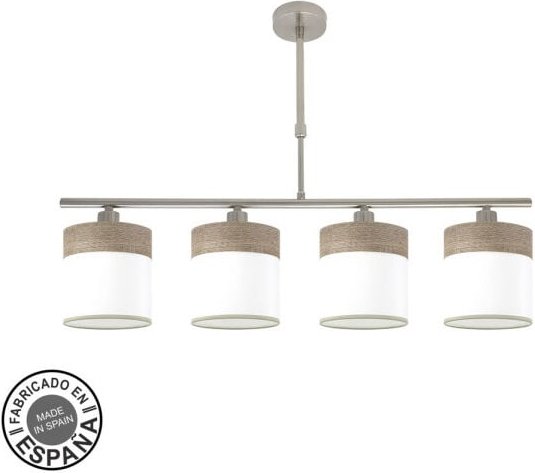 FABRILAMP Cloe Lampe 4xe14 Nickel/Weiß-Holz Grau Regx75x14 cm