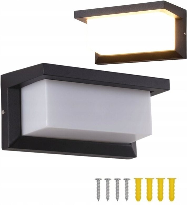 LED Außenwandleuchte Schwarz Garten Wasserdicht IP65 4000K 12W