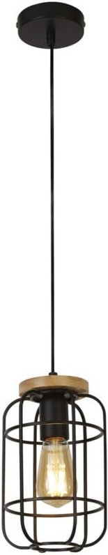 Vision Käfig-Deckenleuchte, Mattschwarz & Holz