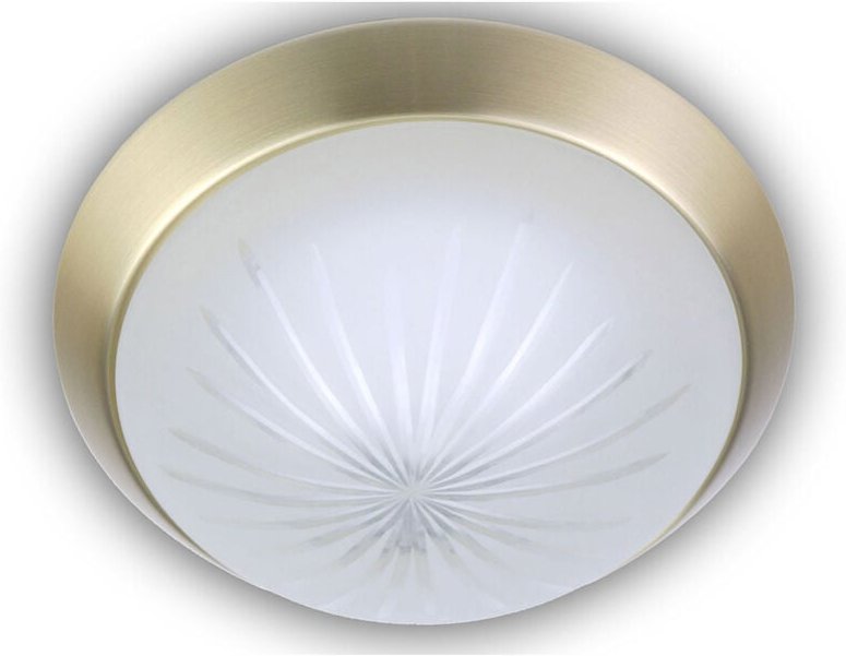 Niermann - LED-Deckenleuchte rund, Schliffglas satiniert, Dekorring Messing matt, ø 25cm
