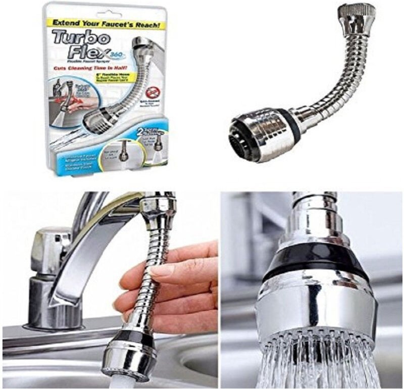 Trade Shop Traesio - Trade Shop - langer drehbarer brausekopf turbo flex 360° flexibler schlauch mit filter für mischer ...