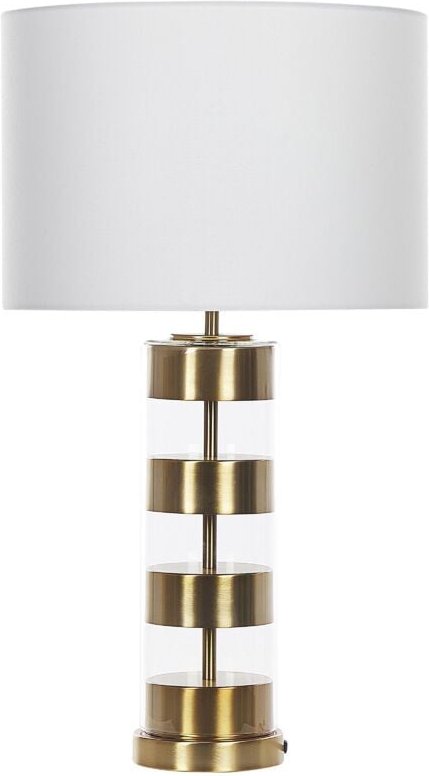 Tischleuchte Gold / Weiss Metall / Glas Höhe 77 cm Beleuchtung Modernes Design Wohnzimmer