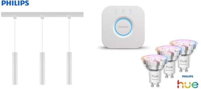 Philips Pendelleuchte 3er Spot Paxie Easy Link + Smart-Home Hue Bridge weiß 157 cm warmweiß-kaltweiß RGB Pendelleuchte