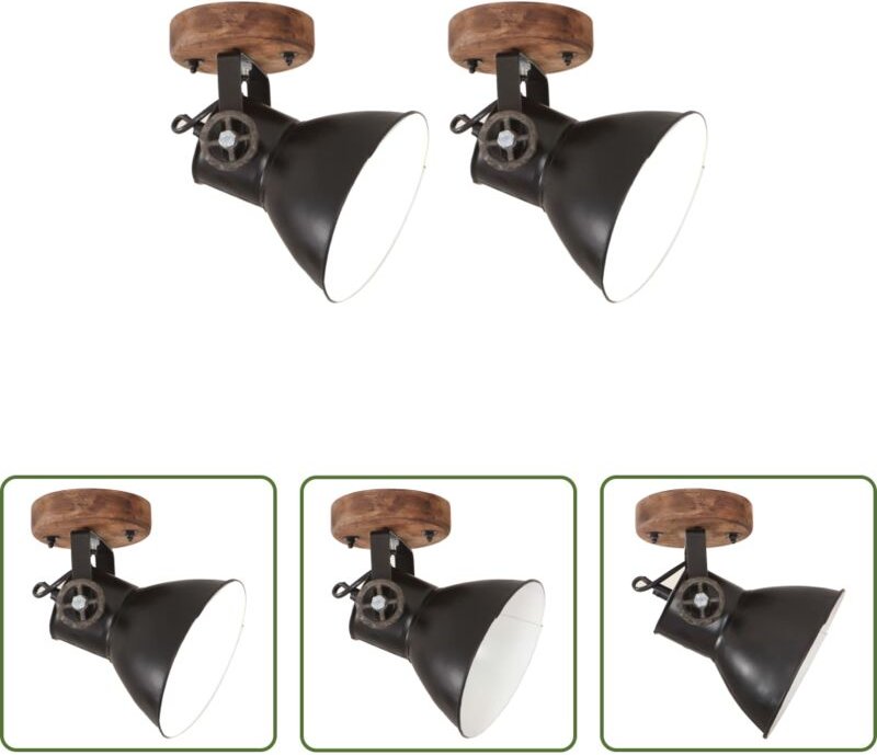 Industriestil - Wand-/Deckenlampen Industriestil 2 Stk. Schwarz 20x25 cm E27