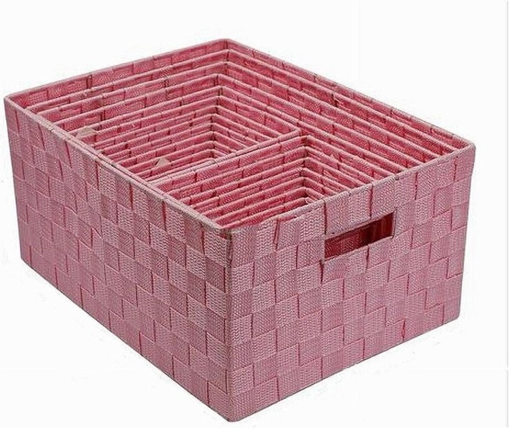 Trade Shop - SET 21 STÜCK BOX STOFFBOX ORGANIZER AUFBEWAHRUNG MIT GRIFFEN ROSA 79089 -