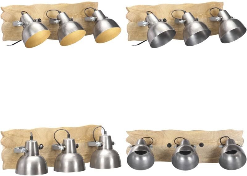 Wandlampe Industriestil Silbern 68x23 cm E27 Mangoholz - Vidaxl