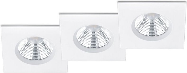 Eckiger led Einbaustrahler zagros 3er Set dimmbar in Weiß matt, IP65