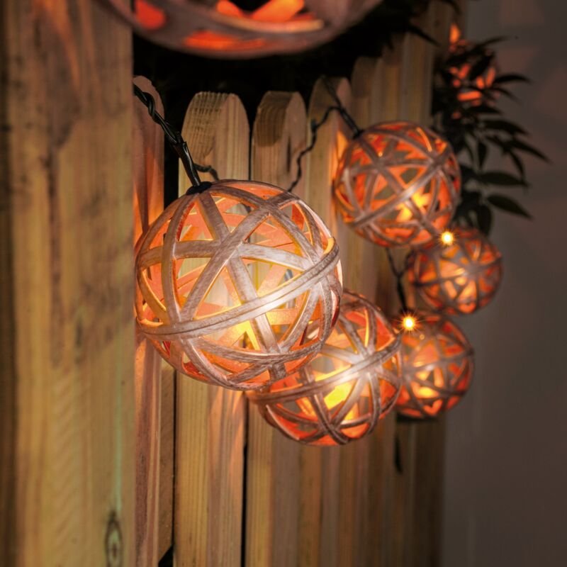 Solar Kugel-Lichterkette Valerie altweiß-kupfer wetterfest outdoor 103018 - Esotec