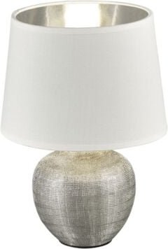 Iperbriko - Moderne Tischlampe Silber Keramik Weiß Luxor Lampenschirm Ø18 cm Trio Lighting