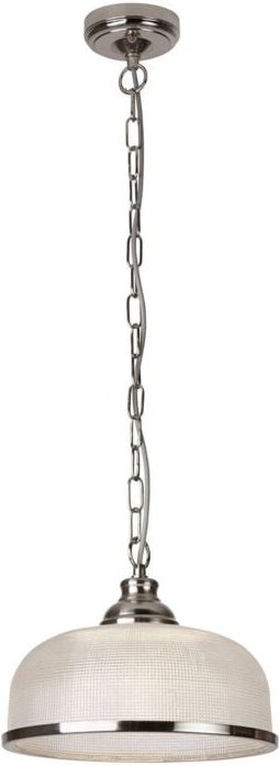 Bistro - 1 Light Dome Deckenanhänger Silber, Weiß, Glas Single, E27 - Searchlight