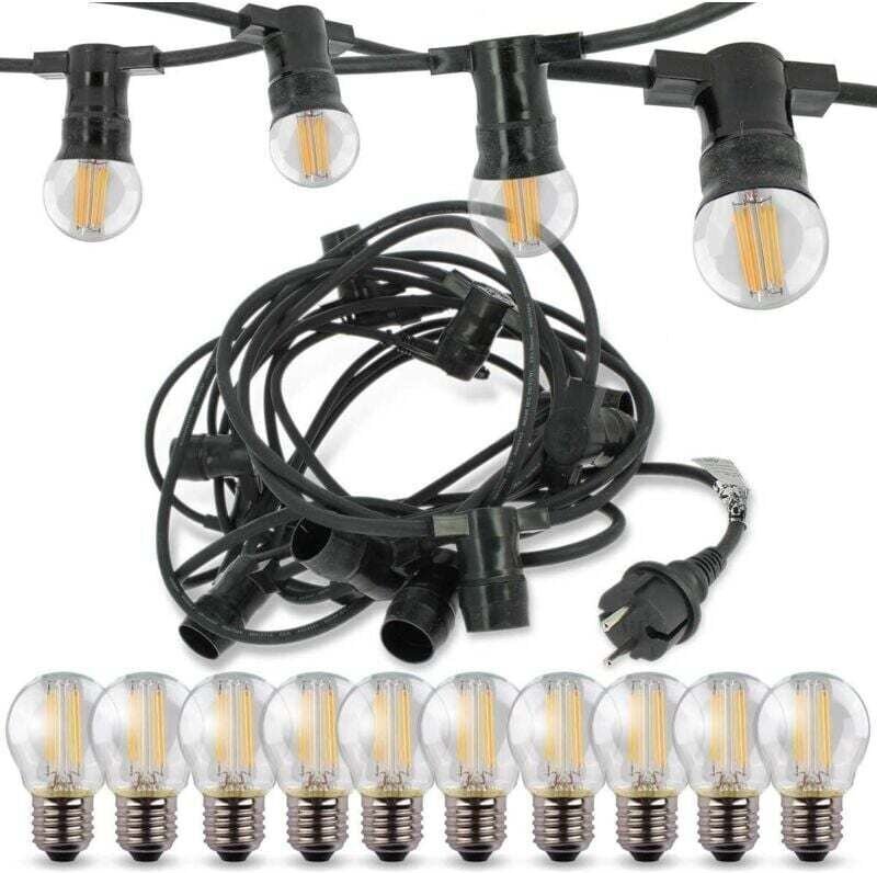 Guirlande Guinguette Professionnelle 10 Ampoules LED E27 4w weiß warm 10 Mètres Interconnectable