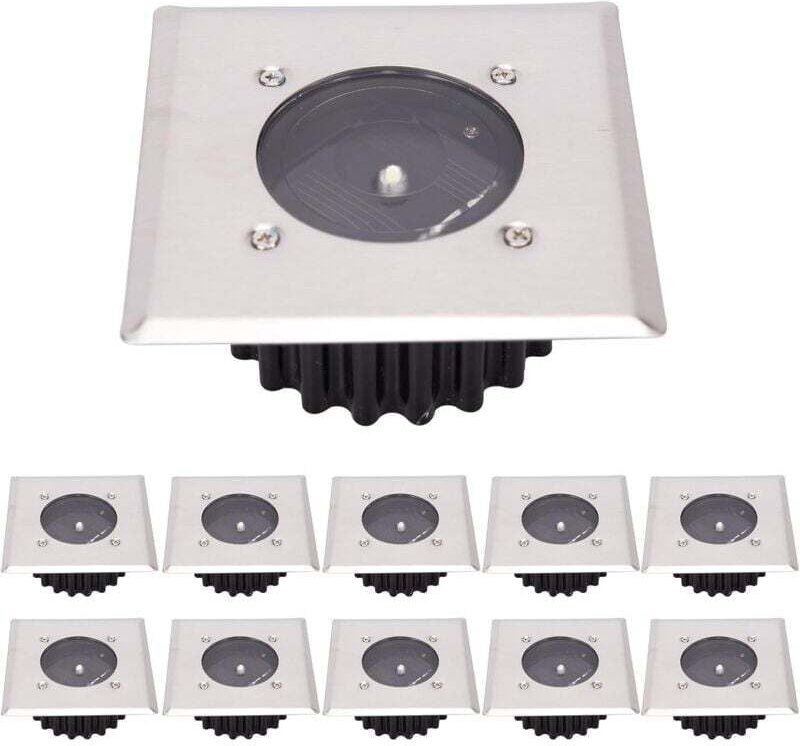 LED-Solar-Bodenleuchten, 10er-Pack, Außenbeleuchtung, Straßenbeleuchtung, Untergrundbeleuchtung, IP65 wasserdicht (Kaltw...