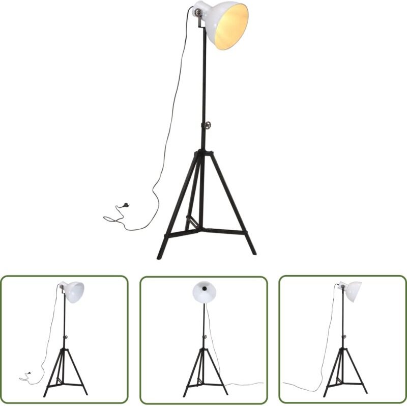 The Living Store - Stehleuchte 25 w Weiß 61x61x90/150 cm E27 - Industrielampen - Stehlampe - Wohnraumleuchte - Büroleuch...