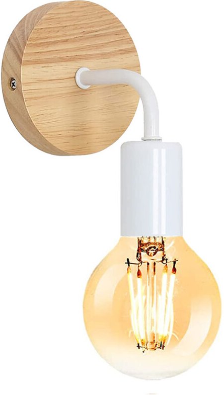 Wandlampe Vintage aus Holz Metall Wandleuchte Schlichte E27 Industrielle für Flur Wohnzimmer Schlafzimmer Esszimmer - Oh...