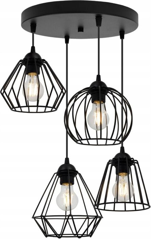 Schwarze Draht-Hängelampe Loft-Kronleuchter-Mix