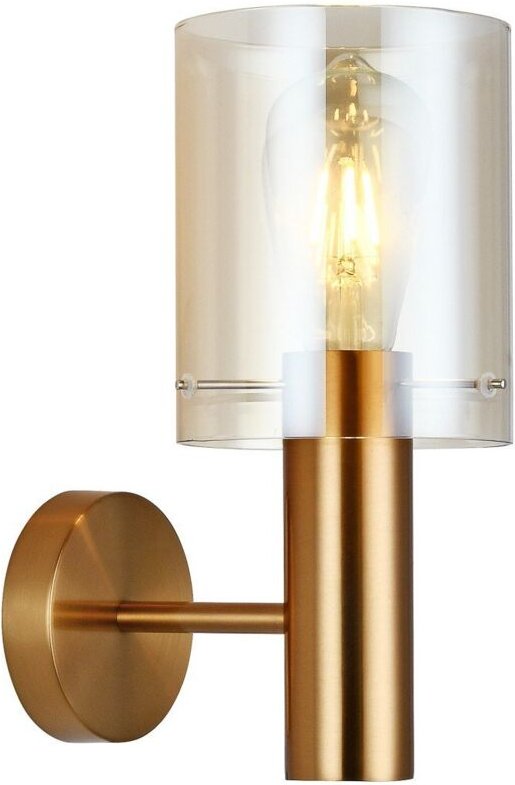 Sardo - Moderne Wandleuchte Messing 1 Licht mit Bernsteinschirm, E27 - Italux