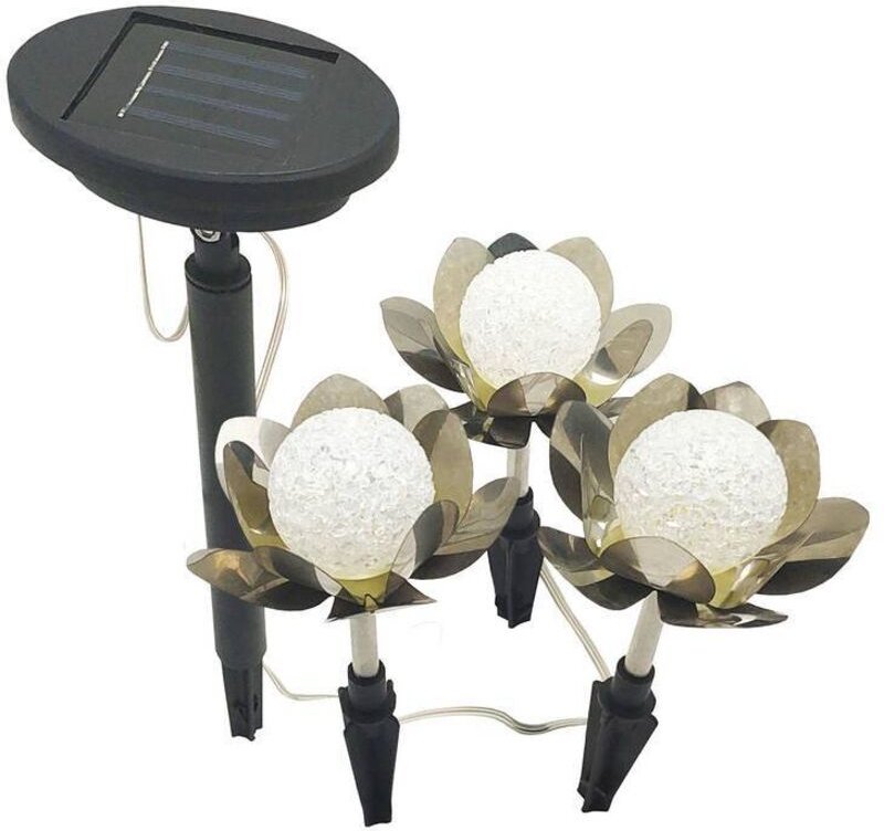 ezsolar Solar LED Lotusblumen - 3er Set mit externem Solarpanel
