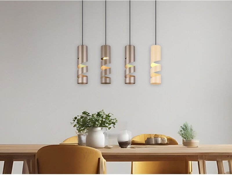 Trio - Moderne Pendelleuchte stream 4-flammig aus Metall in Coffee Tönen, b: 80cm