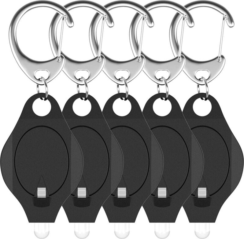 Aougo - Mini-Schlüsselanhänger-LED-Taschenlampe, 12 Lumen, tragbar, ultrahell, batteriebetrieben, schwarze Taschenlampe ...