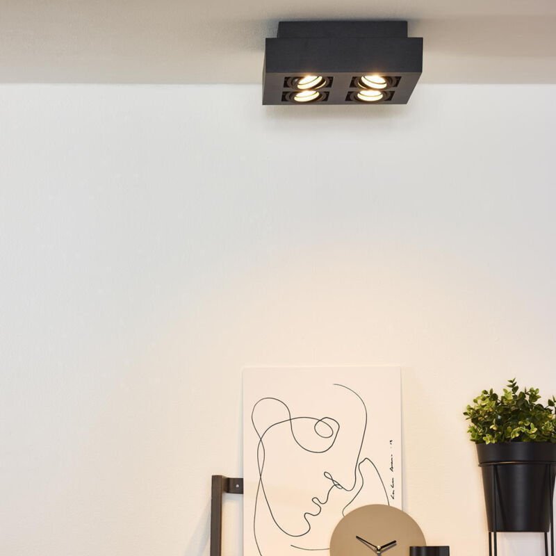 Xirax - Deckenstrahler - led Dim to warm - GU10 - 4x5W 2200K/3000K - Schwarz - Lucide