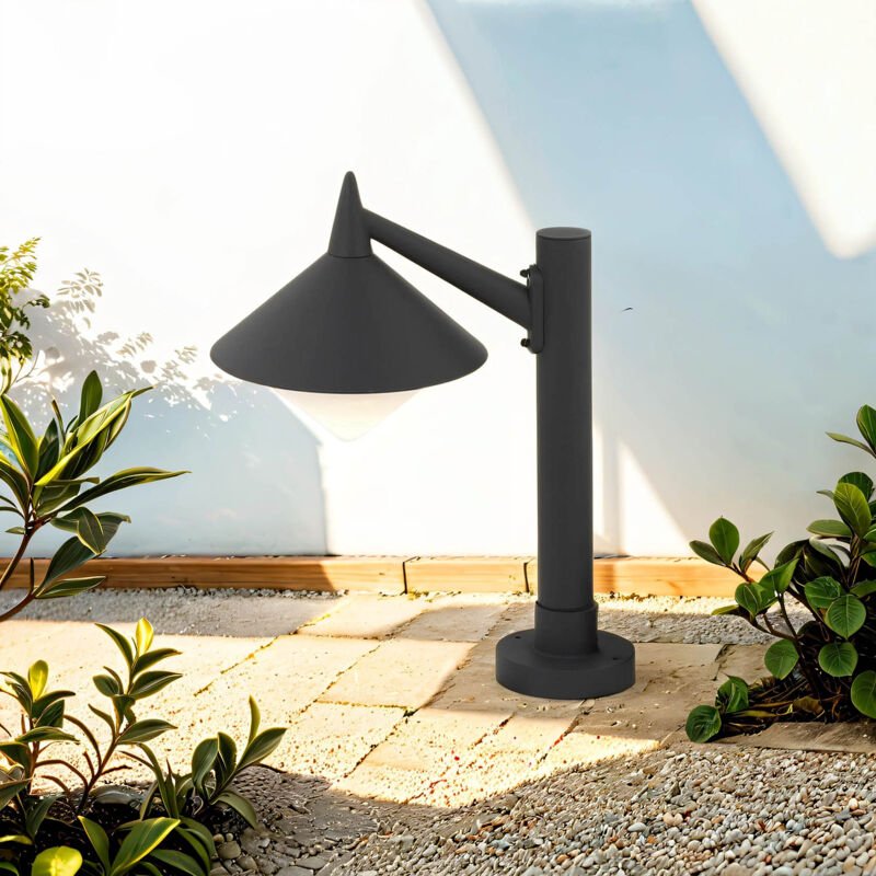 Licht-erlebnisse - Stehleuchte außen Hof Garten IP44 Grau E27 40 cm Aluminium Vintage Wegeleuchte