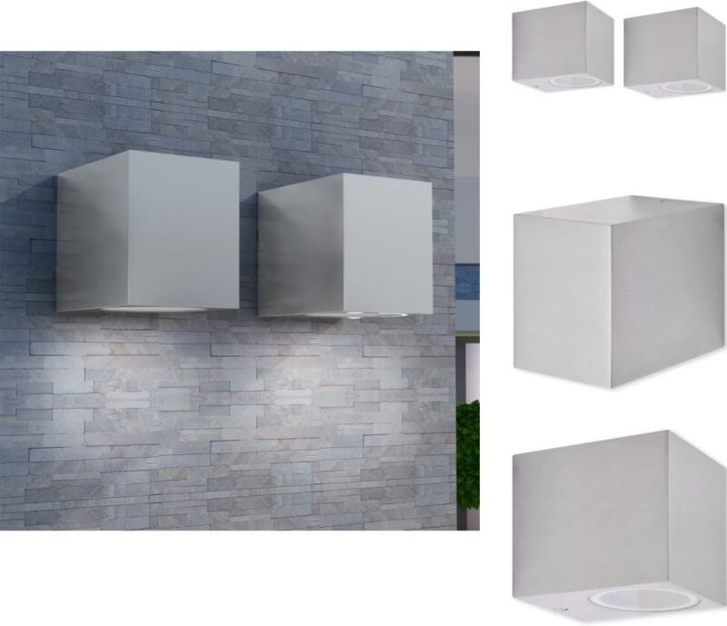 Vidaxl - Außenbeleuchtung - Living Würfel Außenwandlampe 2 Stk - Silber