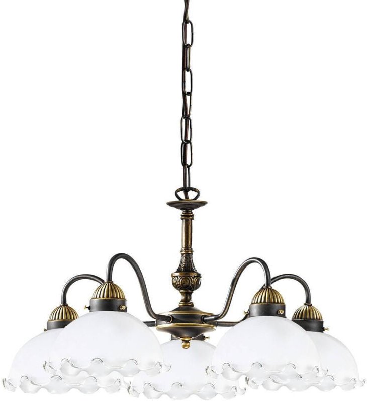 Kolarz - nonna - Cottage Style Glas 5 Arm Kronleuchter Matt Antik Messing, 5x E27