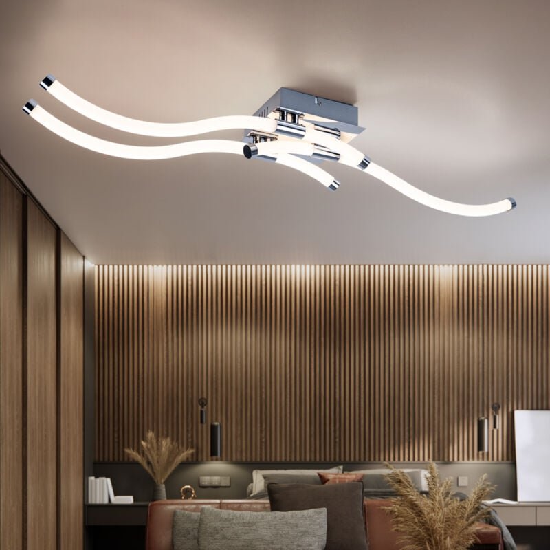 Deckenlampe dimmbar Deckenleuchte verchromt led Wohnzimmerlampe, Metall Kunststoff, 20W 1790lm warmweiß, LxBxH 88x16x12c...