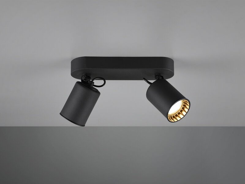 LED Deckenstrahler 2-flammig Metallschirm Schwarz, Breite 24cm