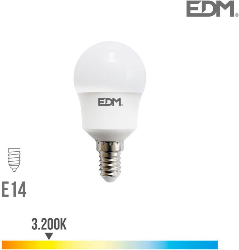 EDM - Sphärische LED-Glühbirne E14 8,5 w 880 lm 3000 k warmes Licht Ø4,5 x 8,8 cm