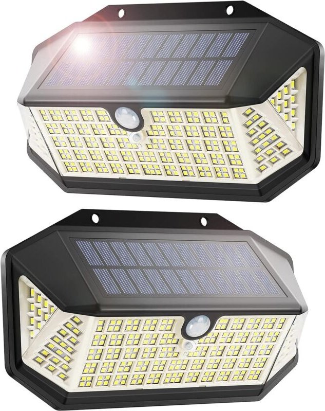266 LEDs Solar-Außenleuchte, 3 Modi, Solar-Außenbeleuchtung, 220° & IP65 Solar-Außenleuchte mit Bewegungsmelder [2 Stück...