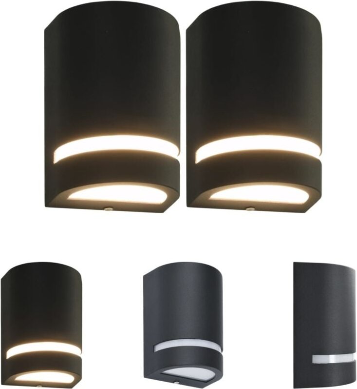 The Living Store - Außenwandleuchten 2 Stk. 35 W Schwarz Halbrund