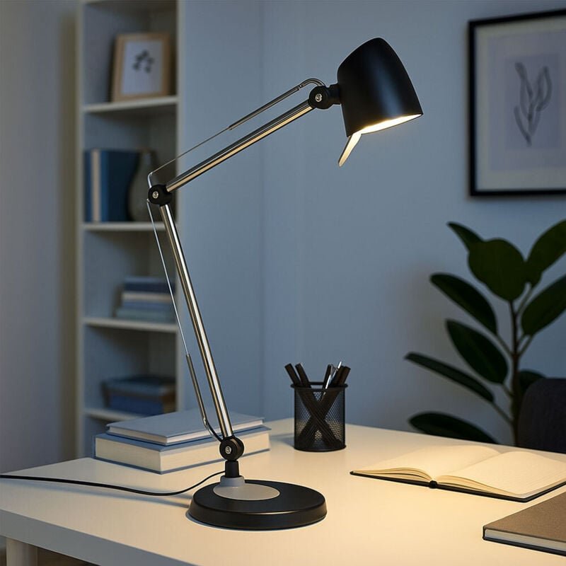 Tischleuchte Wandleuchte Klemmlampe Tischlampe Touch 4 Stufen Gelenkleuchte schwenkbar, Metall schwarz silber, LED 5W 70...