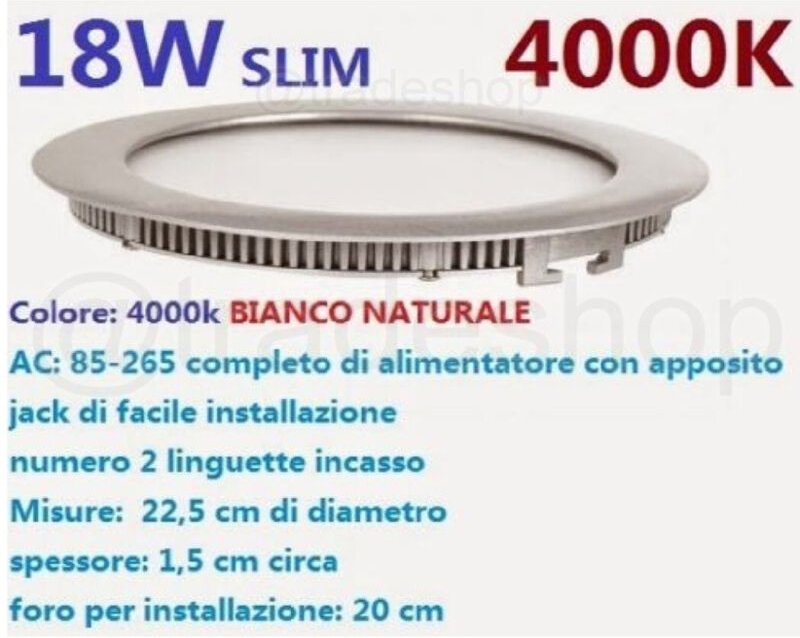 Trade Shop Traesio - Trade Shop - 18W led Einbaustrahler Panel Slim Warm Neutralweiß Rund Quadratisch - Rund