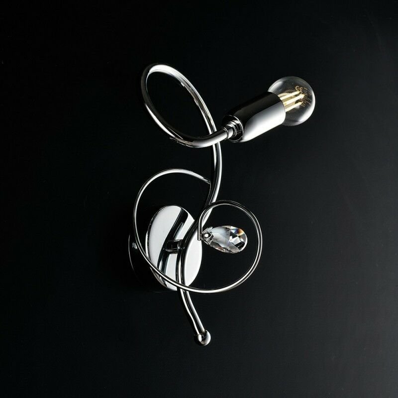 Wandleuchte aus poliertem verchromtem Eisen mit Kristall-Strasssteinen 1-flammig 15xh.25 cm