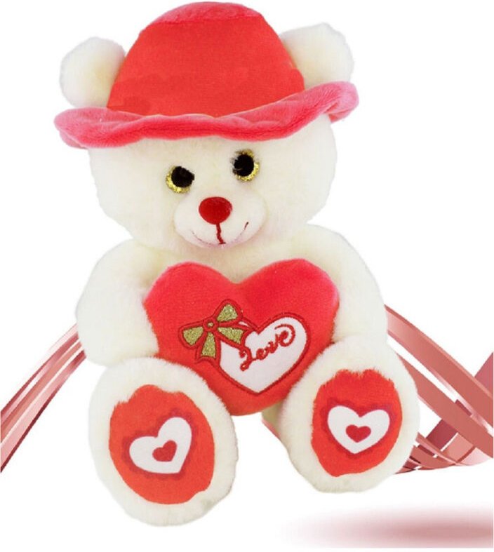 Trade Shop Traesio - Trade Shop - peluche orso mit cappello cuore rosso 22 cm pupazzo regalo san valentino 92409 -