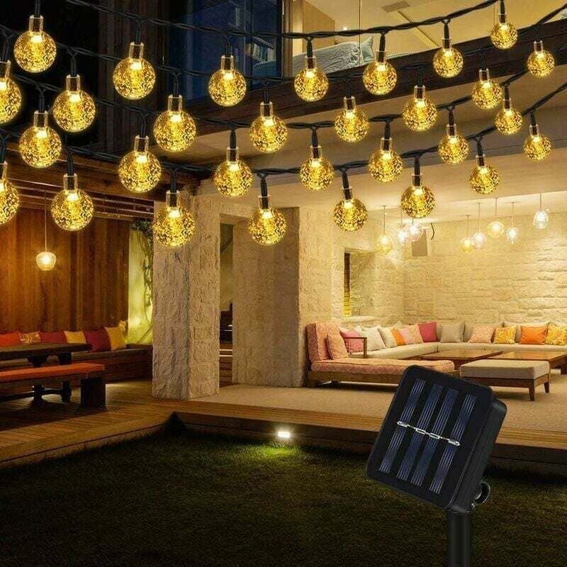 Thumbnail - Solar-Lichterkette für den Außenbereich, 12 m, 100 LEDs, warmweiß, Lichterkette mit 8 Modi und wasserdichter IP65, dekor...