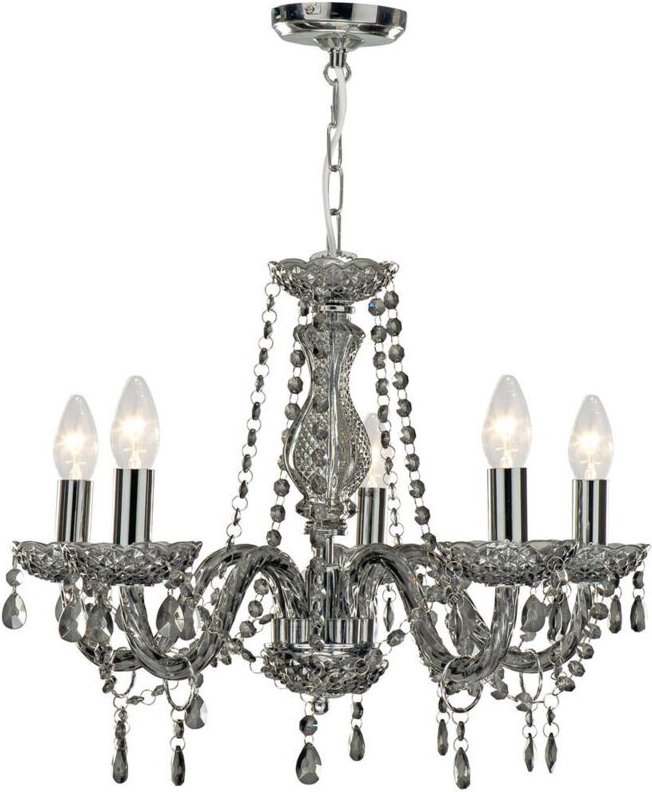 Searchlight - Marie Therese 5-flammige Pendelleuchte aus rauchgrauem Glas