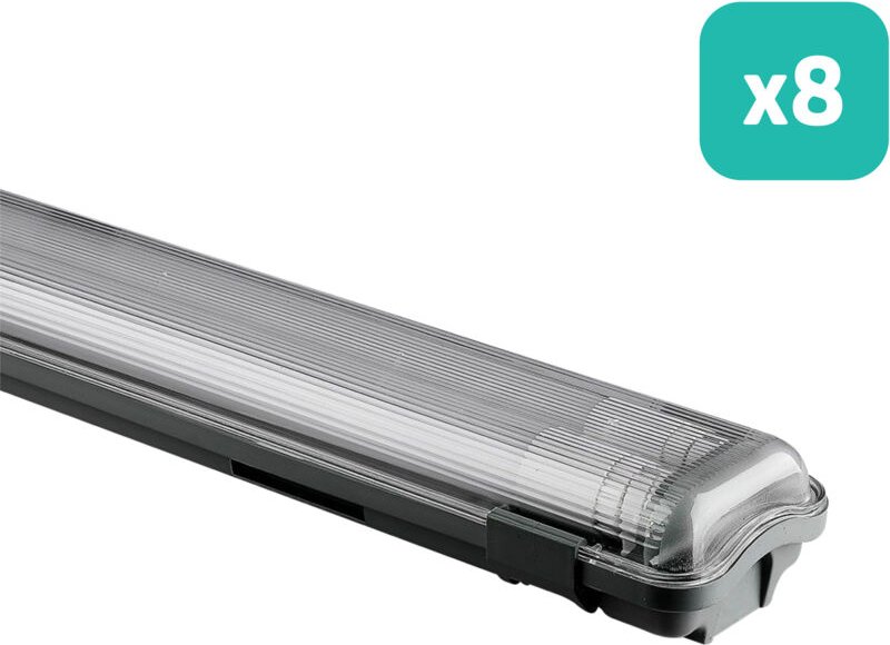 V-TAC LED-Lichtleiste - Dual Tube 2 x 18W - IP65 Wasserdicht - Weiß - 3400 Lumen - 4000K - 120CM - 8er-Pack