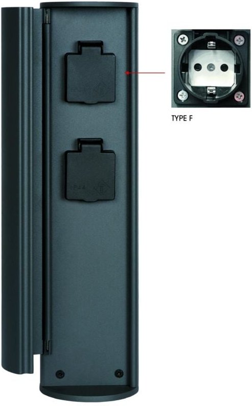 Lucide POWERPOINT - Steckdosensäule für den Außenbereich - Steckdose mit Erdungsstift - Typ F - EUR/RUS-Norm - Ø 10 cm -...