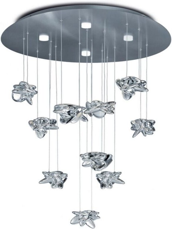 Inspired Mantra - Nido - Deckencluster Anhänger 90cm Runde 10 + 4 Lichter 60W + 20W LED 3000K, 6560lm, Chrom