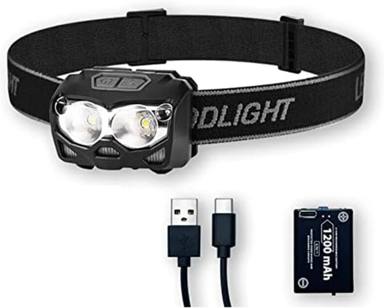 Wiederaufladbarer Scheinwerfer, Lumen-Scheinwerfer-Taschenlampe, IP65, 105 ° verstellbar, geeignet für Camping, Laufen