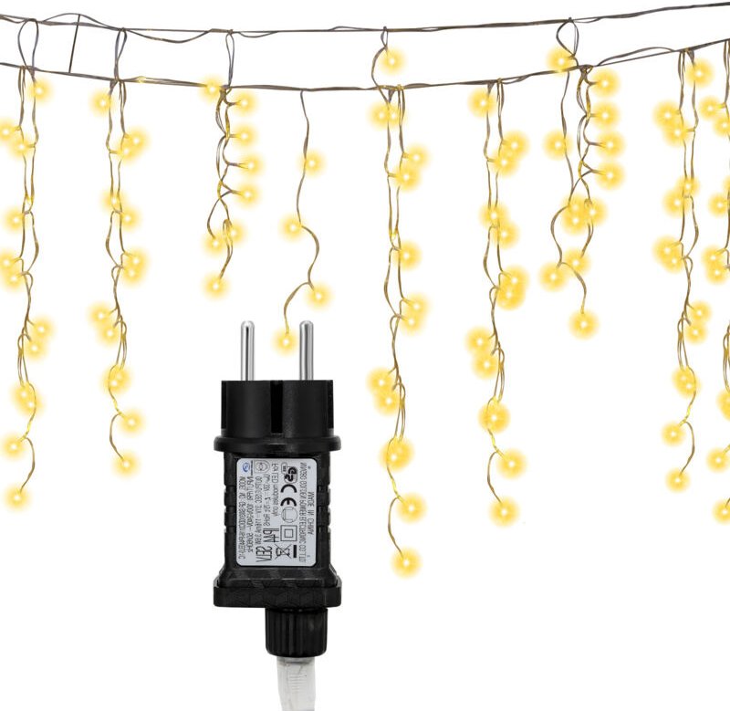 Thumbnail - Swanew 10M led Eisregen Lichterkette Außen Innen Warmweiß Lichtervorhang 400 LEDs Eiszapfen Weihnachtsbeleuchtung 8 Modi...