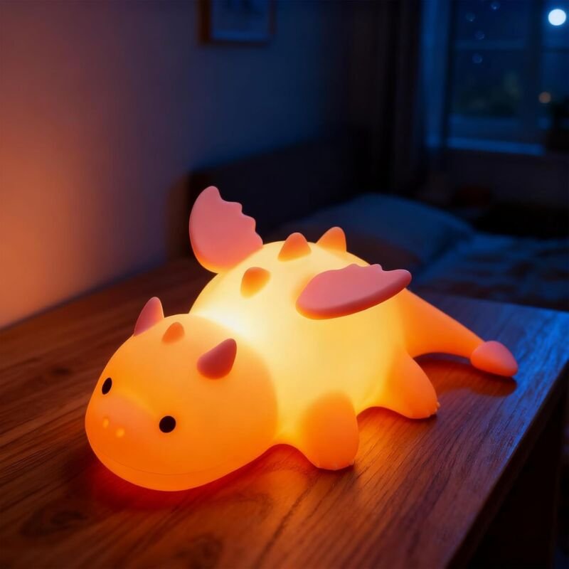 Axolotl – Axolotl-Nachtlicht für Kinder – Wiederaufladbar – Touch-LED – Dimmbar – Stilllicht – Silikon-Nachttischlampe –...