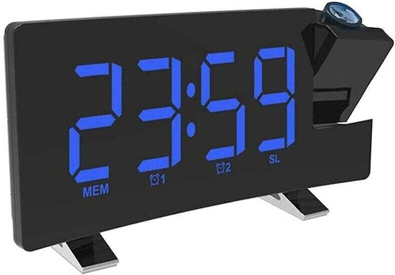 Horloge Réveil à projection, radio-réveil numérique avec chargeur USB,variateur de luminosité à gamme complète 0-100 %,d...